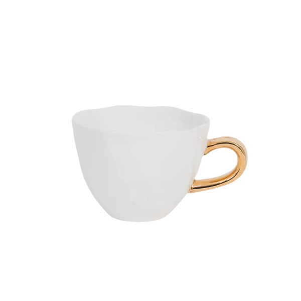 Tasse "Blanche" à anse dorée