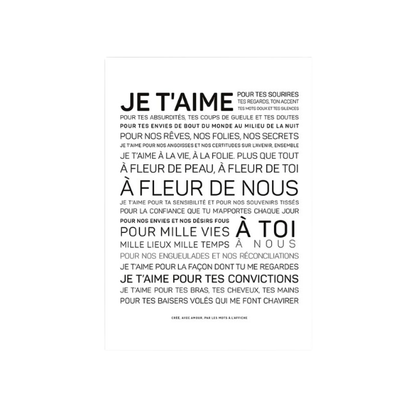 Affiche A3 " Je t'aime"