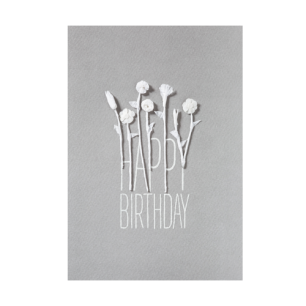 Carte fleur blanche "Happy Birthday"