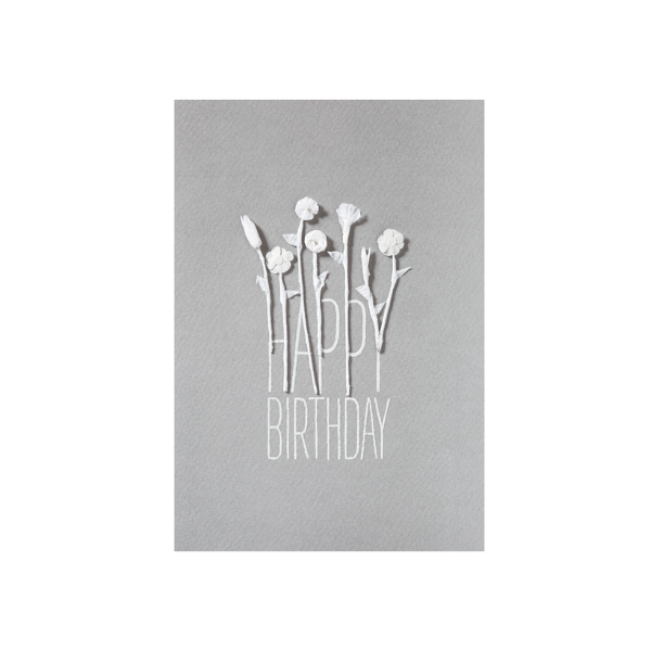 Carte fleur blanche "Happy Birthday"