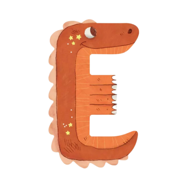 Lettre en bois "E" orange