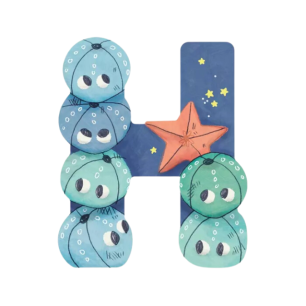Lettre en bois "H" bleu