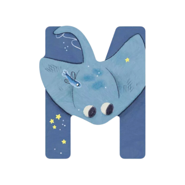 Lettre en bois "M" bleu