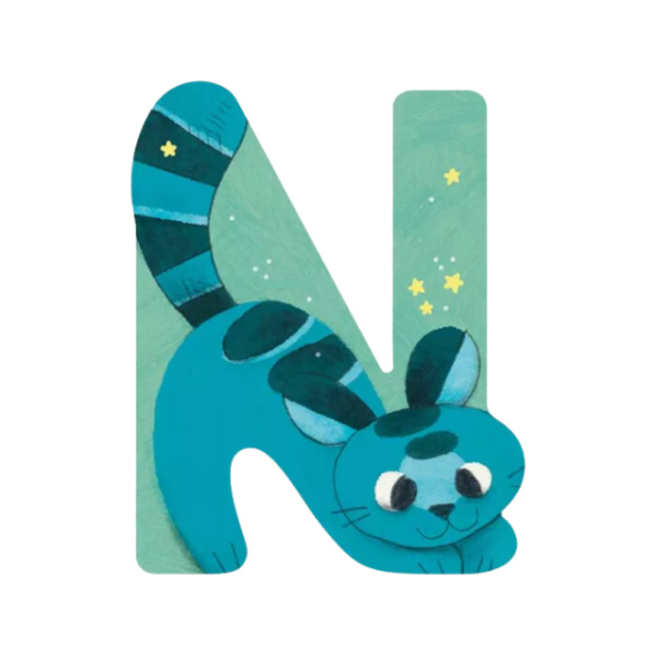 Lettre en bois "N" bleu