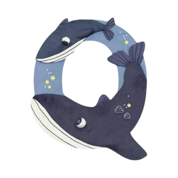 Lettre en bois "Q" bleu