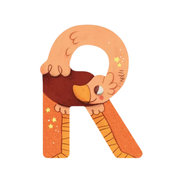 Lettre en bois "R" orange