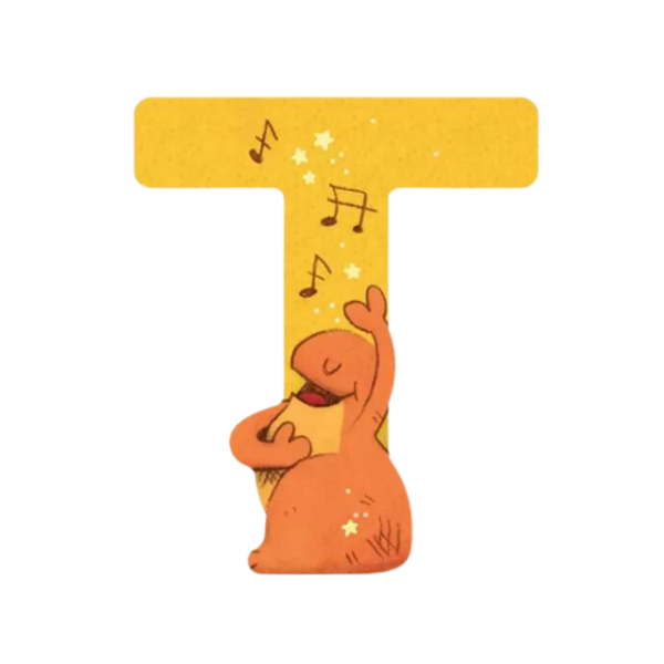 Lettre en bois "T" jaune