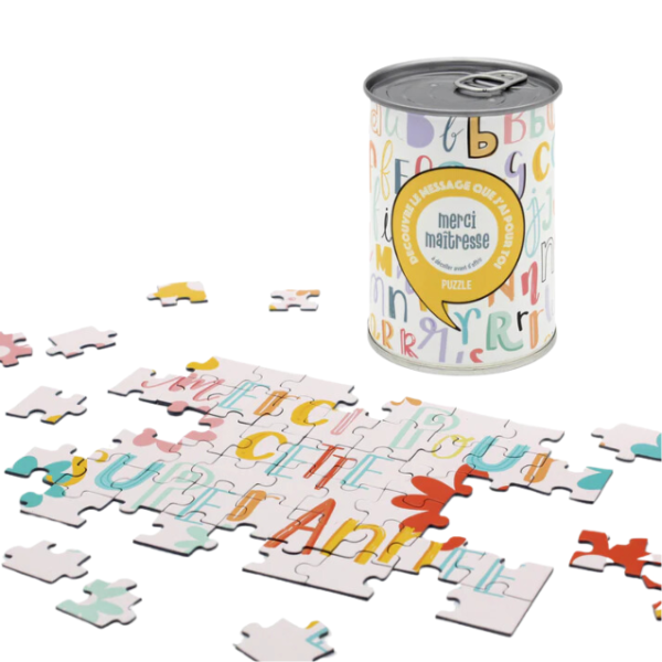 Puzzle en boite "Merci maîtresse"