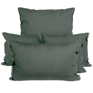 Housse de coussin d'extérieur frangée "Bimini kaki" - 45x45