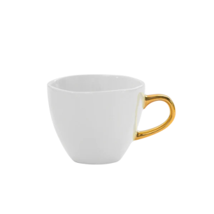 Tasse à café "Blanche" à anse dorée