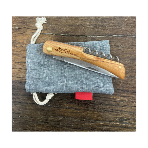 Couteau pliant en bois "Papy randonneur"