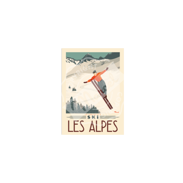 Carte postale les Alpes "Tremplin à ski"