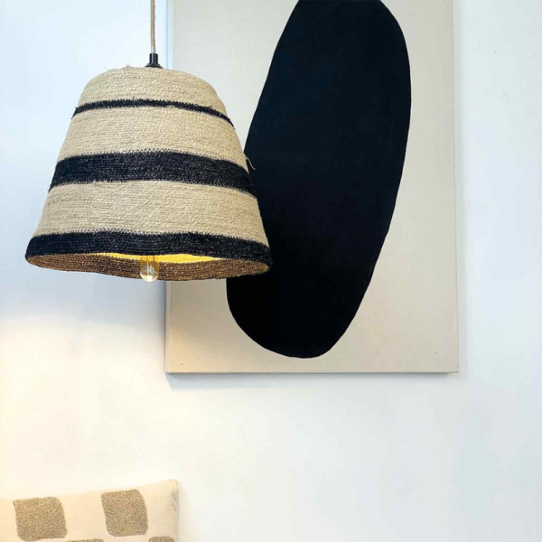 Abat-jour pour suspension "Bergère rayures noires"