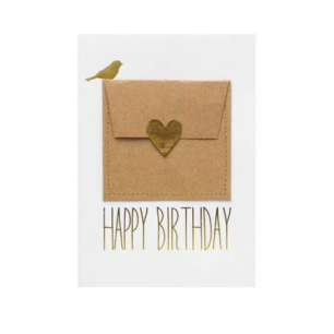 Carte oiseau doré "Happy birthday"