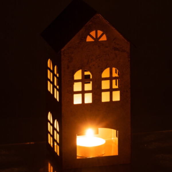 Bougeoir maison - 15x14,5x28cm
