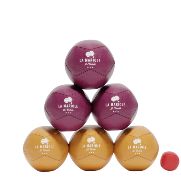 Jeu boules de pétanques "Bordeaux et jaune" x6