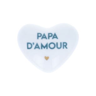 Cœur en céramique blanc et bleu "papa d'amour"
