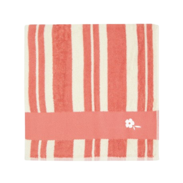 Serviette rayée "Fleurs" personnalisable - 70 x 140