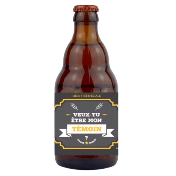 Etiquette bouteille de bière "Veux tu être mon témoin ?"
