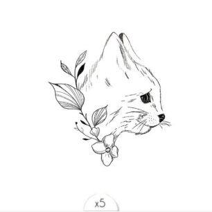 Tatouage éphémère "Chat floral" x5