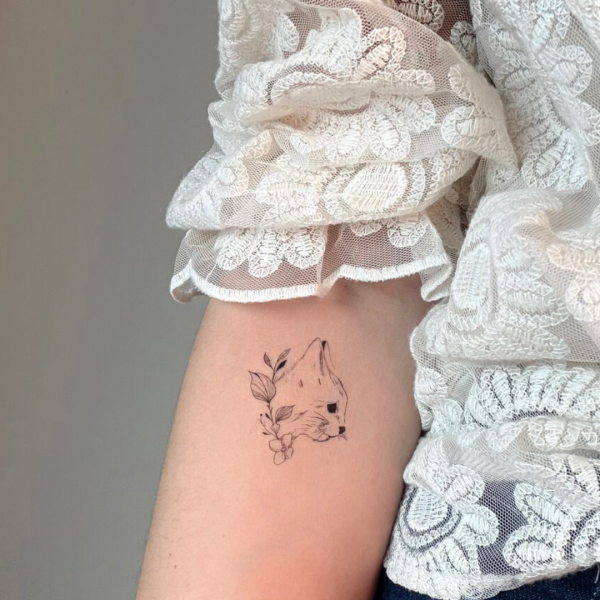 Tatouage éphémère "Chat floral" x5