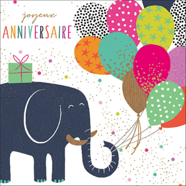 Carte éléphant "Joyeux anniversaire"
