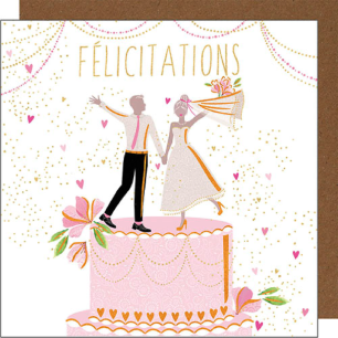 Carte gâteau de mariés "Félicitations"