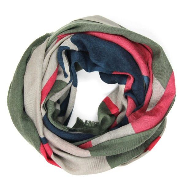 Echarpe marine bleu laine palme