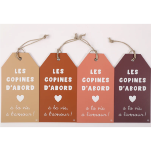 Etiquette message "Les copines d'abord" - Petit modèle