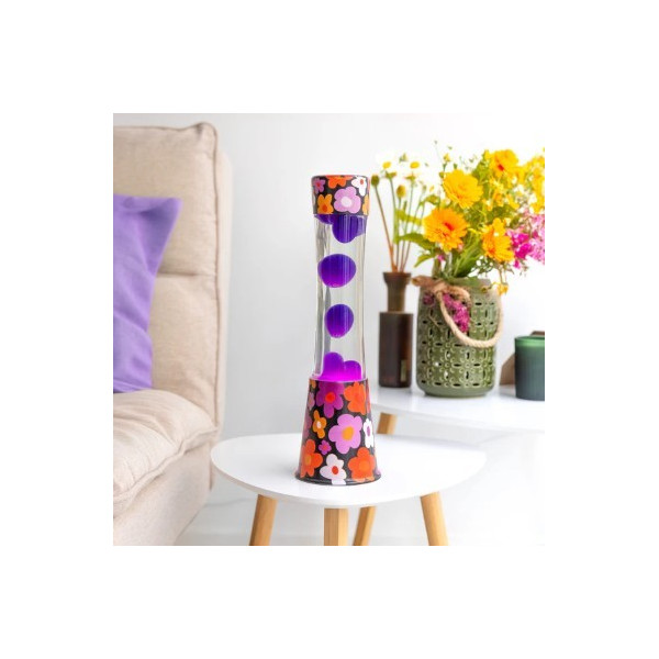 Lampe lave vintage fleurs