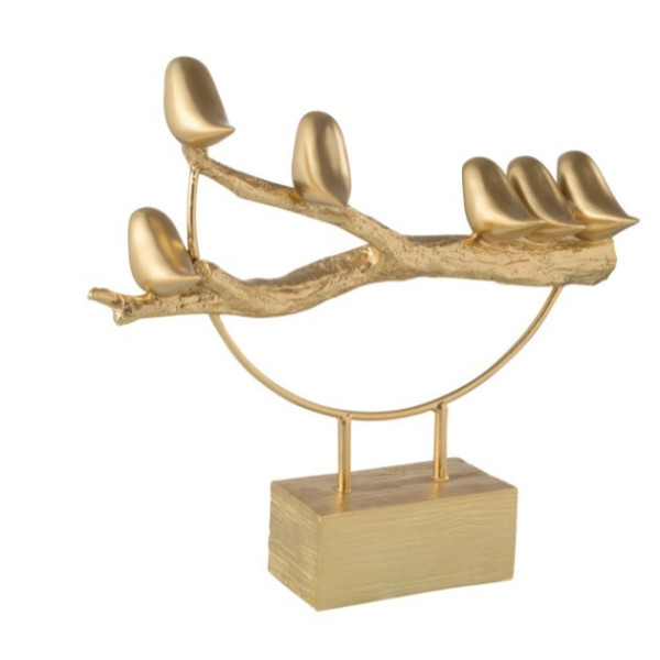 Branche avec oiseaux or