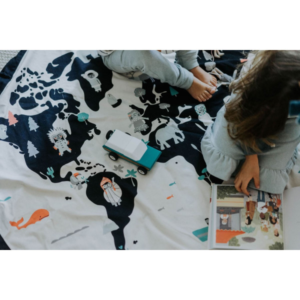 Sac de rangement et tapis d'éveil "Mappemonde"