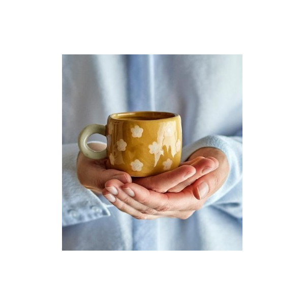 Tasse moutarde fleurs