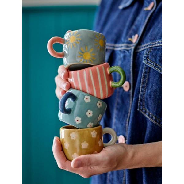 Tasse moutarde fleurs
