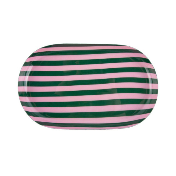 Plateau oval - rose & vert