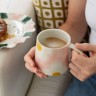 Tasse fleur rose et moutarde