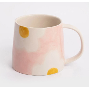 Tasse fleur rose et moutarde