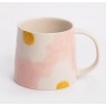 Tasse fleur rose et moutarde