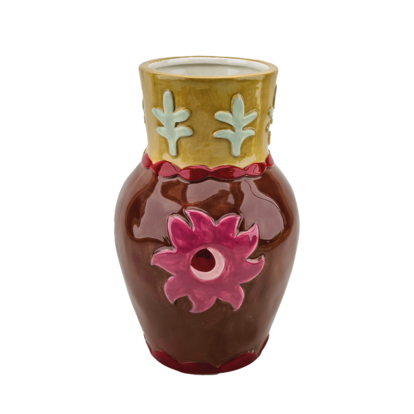 Vase Soleil en Faïence Marron