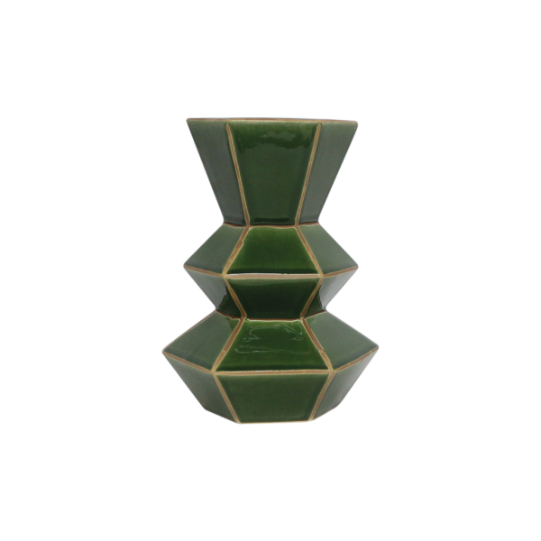 Vase géométrique vert