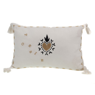 Coussin en Lin Blanc « Poésie » 40 x 60 cm