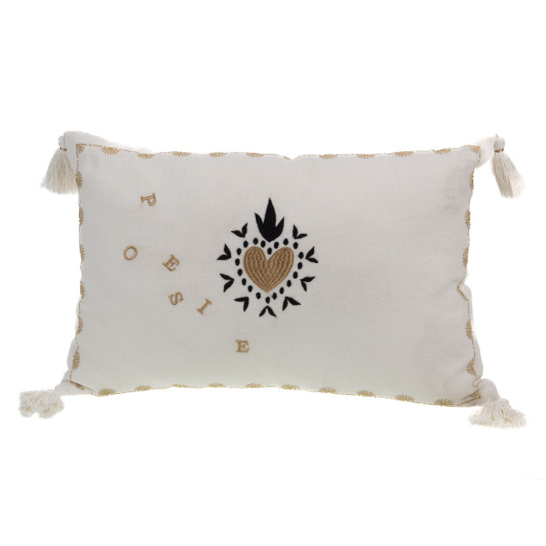 Coussin en Lin Blanc « Poésie » 40 x 60 cm