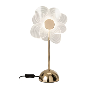 Lampe De Table Fleur Métal Doré