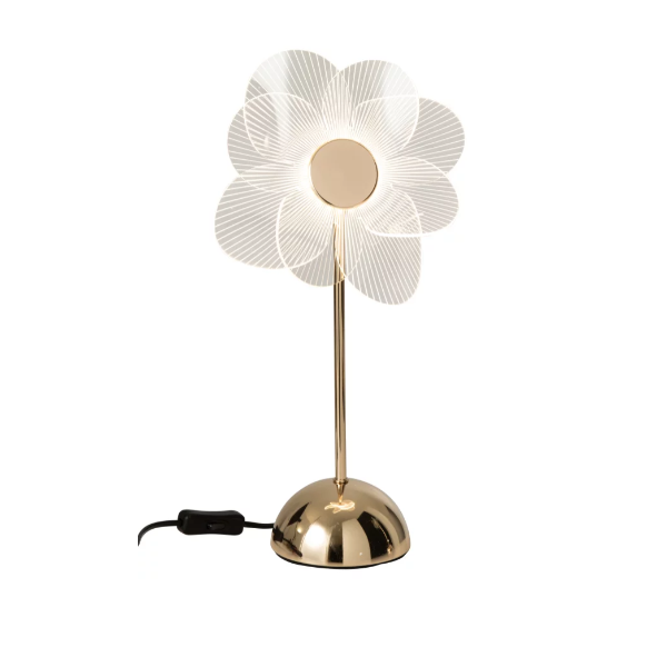 Lampe De Table Fleur Métal Doré