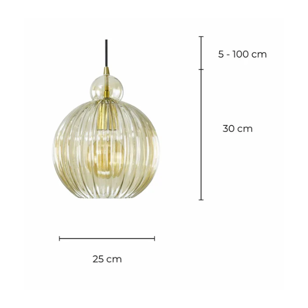 Suspension Genesi en Verre Strié & Métal