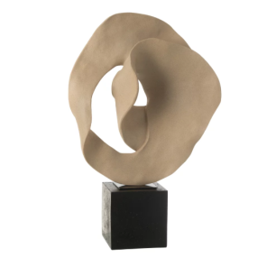 Sculpture sur Socle Résine Beige & Noir