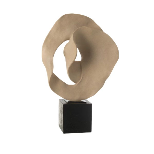Sculpture sur Socle Résine Beige & Noir