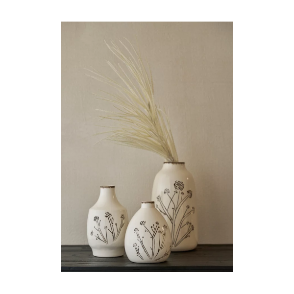 Vase Fleurs Blanc & Noir - GM