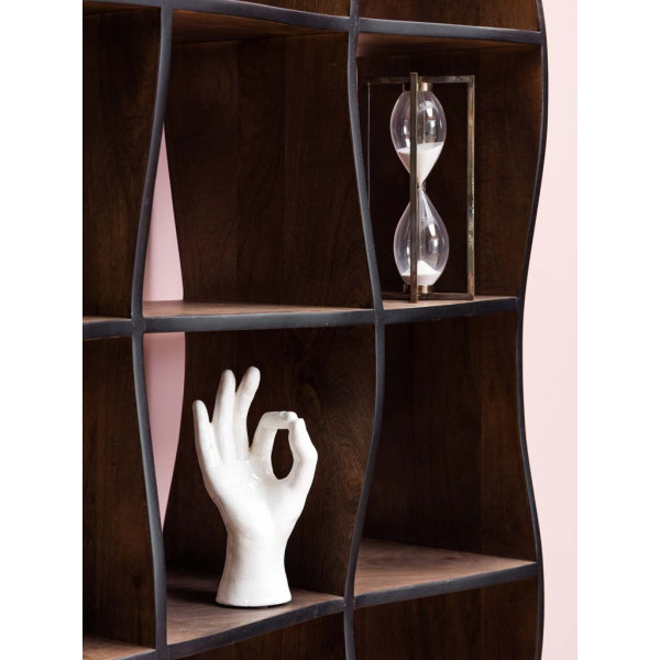Étagère en bois et métal noir