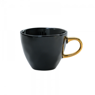 Tasse à café "Noire" à anse dorée